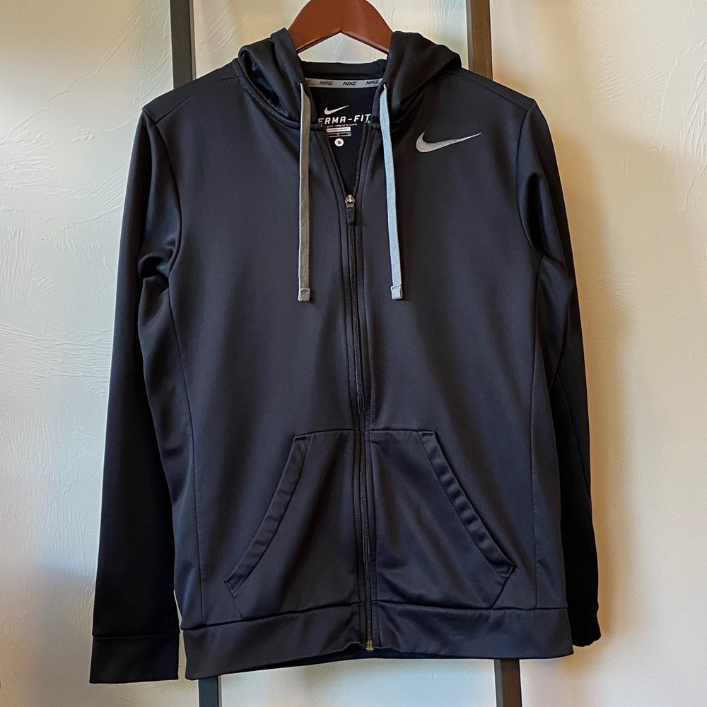 Nike Black Full-Zip Hoodie with Gray Accents